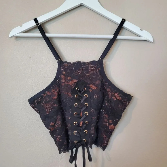 Free People x We Are Hah Top To Bottom Convertible Black Lace Cami XS - Picture 6 of 10